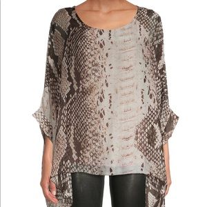 Striped Silk Poncho Top - Made in Italy